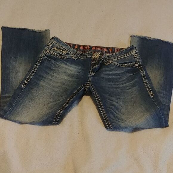 Perfect Raw Hem EUC Rock Revival KELLY Bootcut Jeans 28--- 30" inseam - Picture 3 of 12